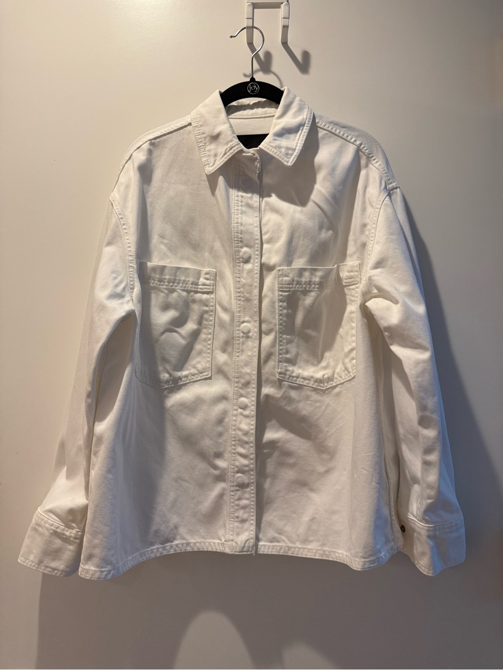 Zara White Button-Down Pocket Shirt Jacket